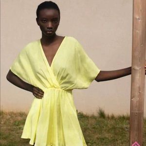 Zara yellow satin effect dress